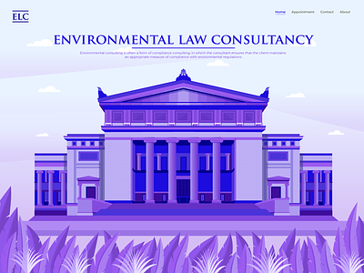 Court Of Appeals Building Landing Page Illustration app illustration appeals appeals hall blue building color illustration court environment famous building forest hero image historical building illustration landing page illustration law lawyer new york ui vector violet