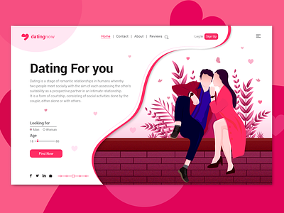 Dating for you Landing Page apps color illustration couple dating design hero image illustration jungle landing page landing page illustration leaf meet partner romantic ui ux vector