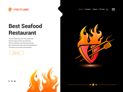 Best Seafood Restaurant color illustration design fire fish flame gradient illustration landing page illustration logo logo design orange restaurant seafood ui
