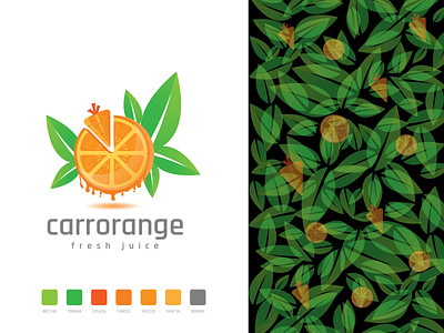 Carrot and Orange Fresh Juice Logo branding carrot carrots color illustration design food food shop fresh illustration juice leaf logo orange vector