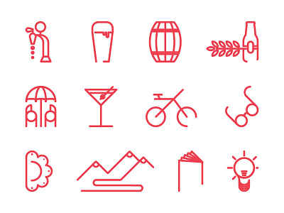Icons (The Middle) beer bicycle book club drinks food icon icons middle monoline stroke vector
