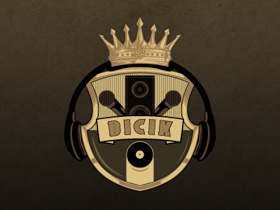 Music Badge badge crest crown emblem gold music shield