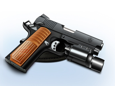 Pistol colours leather metal pistol shine wood