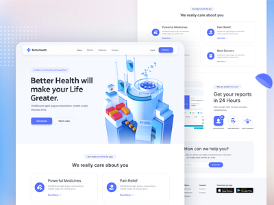 Healthcare design full 2d 3d art branding concept design idea illustration ui unlikeothers webdesign