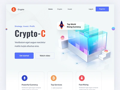 Crypto Currency website ui ux design application banking bitcoin blockchain branding crypto currency designer exchange finance ios money products prototype saas token tracking webapp webdesign website