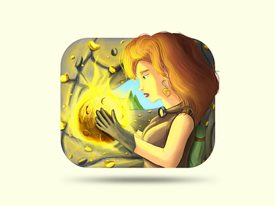 Goldmine character girl gold icon ios