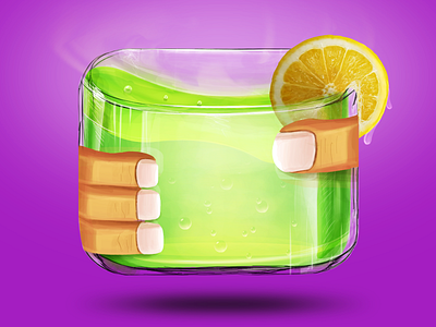Drink concept drink glass hand icon idea ios juice lamon smoke