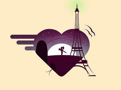 Love boy concept flat girl heart idea illustration tower