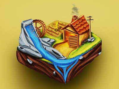 Game House art colors concept game house icon illustration water
