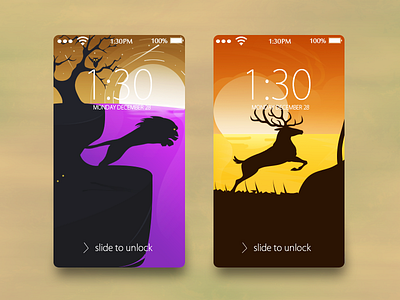 Screens up art concept deer idea lion screens sunset ui ux webdesign