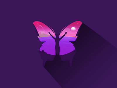 Butterfly art butterfly colors girl icon illustration sky