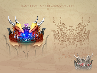 Game map asset/ Dragonight android area asset building colors concept dragon game idea painted sketch