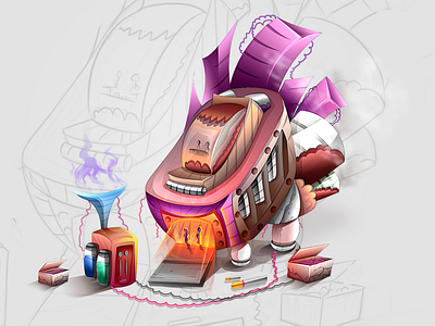 Game Item# Spaceship! android area asset building colors concept game idea painted sketch spaceship