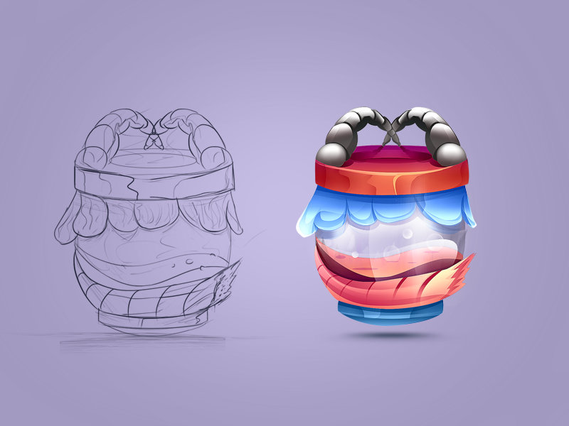 Game Item Potion Jar#1 android shaped wooden jar potion painted colored sketch concept idea game icon