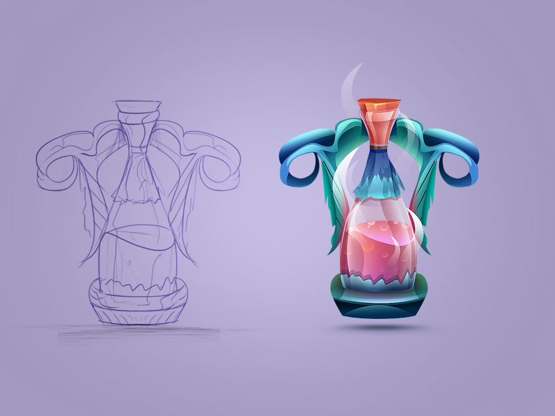 Game Item Potion Jar#2 android shaped wooden jar potion painted colored sketch concept idea game icon