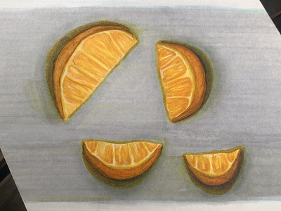 Orange you fun! copic draw drawing fruit grays greys illustration marker markers oranges yellows