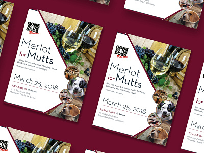 Merlot for Mutts Flyer animals branding dogs flyer design graphic design photoshop social media design wine wine bar
