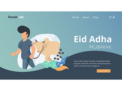 Eid Adha art branding character design flat illustration isometric web dsign vector landing page design typography ui ux vector web website