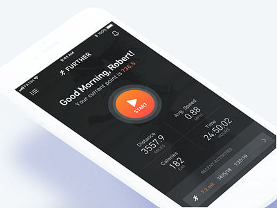 Further - Run Tracker App app chart dashboard design fitness flat health run sport track ui ux workout