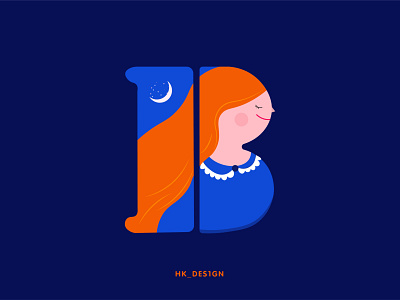 B - Brave 36daysoftype 36daysoftype02 brave creative flat girl illustration logotype minimal mood moon typography vector visual design