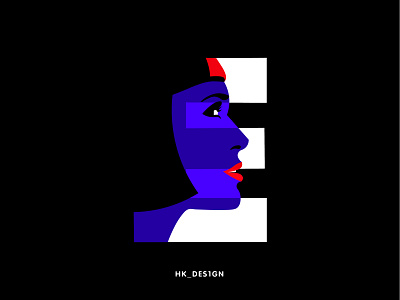 E - Endear 36daysoftype 36daysoftype05 alphabet blue creative endear flat girl illustration logo love minimal red typography vector