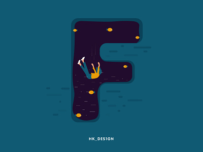 F - Fall 36daysoftype 36daysoftype06 alphabet design fall fish flat float illustration logo minimal typogaphy vector visual design