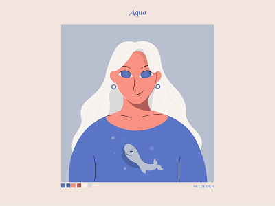 Aqua aqua character character design cool flat illustration minimal portrait illustration typography vector water whale