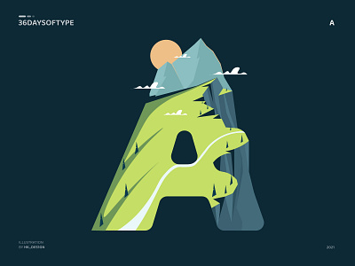 A - 36daysoftype 2021 36daysoftype flat graphic design illustration illustrations illustrator logo minimal mountains nature typography vector visual design