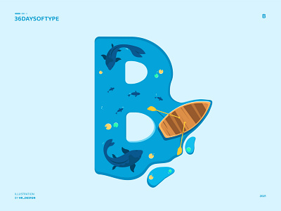 B - Boat 36daysoftype blue boat creative fish graphic design illustration minimal typography typography art vector visual design