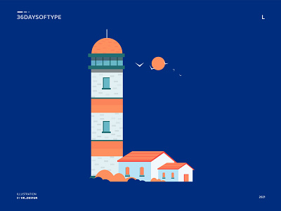 L - Lighthouse 36daysoftype graphic design illustration lighthouse minimal type design typography vector vector art visual design