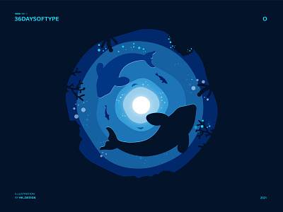 O - Ocean 36daysoftype creative illustration minimal o ocean type design typography vector art visual design whale