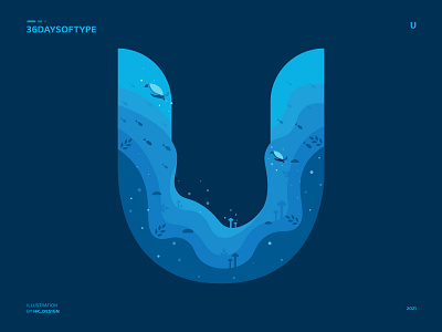 U - Underwater 36daysoftype graphic design illustration minimal monochromatic type design typography u underwater vector vector art visual design