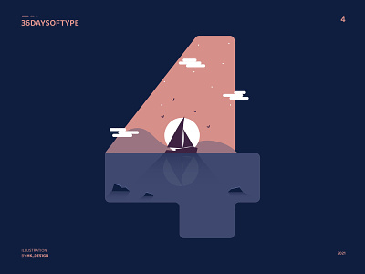 4 36daysoftype 4 boat clean creative graphic design illustration logo minimal number type design typography vector art visual design