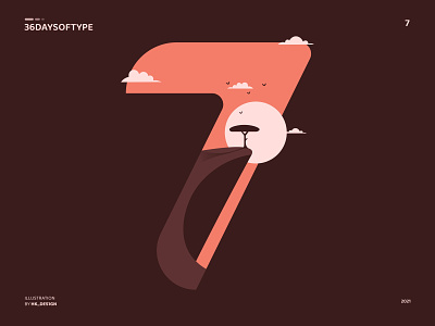 7 36daysoftype 7 creative graphic design illustration landscape minimal night number type design typography vector art visual design