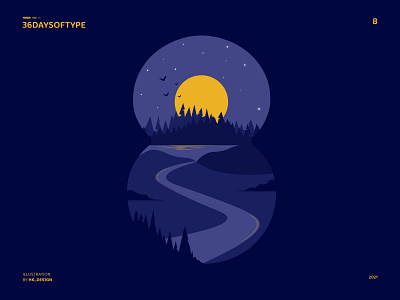 8 36daysoftype 8 creative graphic design illustration landscape minimal night numbers type design typography vector art visual design