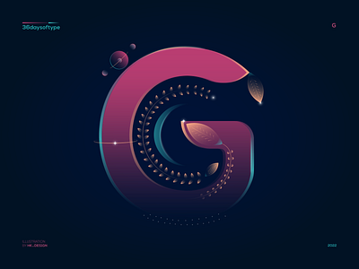 G - 36daysoftype 36daysoftype creative crescent floral g graphic design illustration leaves minimal moon planets ring typedesign typography visual design