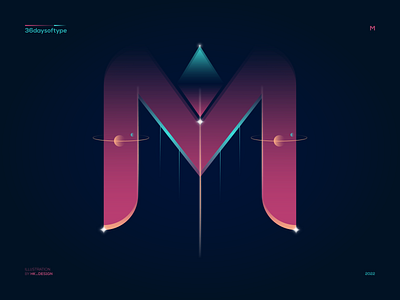 M - 36daysoftype 36daysoftype creative crystal design graphic design illustration light streak m minimal orbit planet type design typography vector