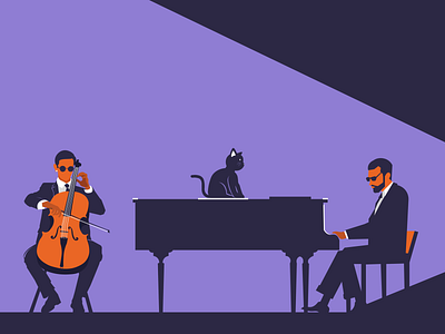Minimal Style - Musicians Series cat creative flat design graphics illustration minimal music piano ui violin visual design