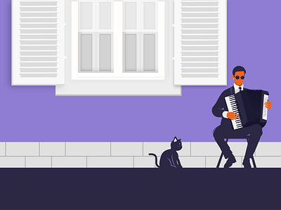 Minimal Style - Musicians Series accordion accordionist cat flat illustration minimal musician ui vector visual design