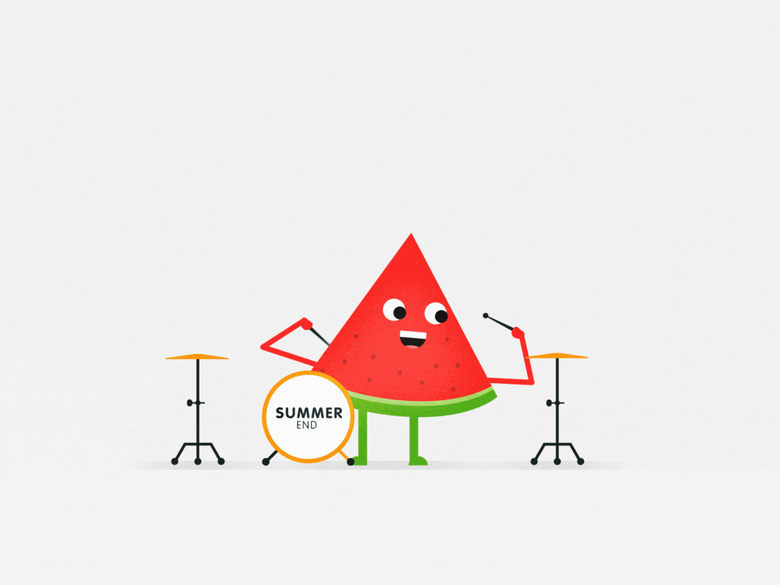 Water Melon Music 2d 2d animation aftereffects character animation creative drums illustration joy minimal summer water melon