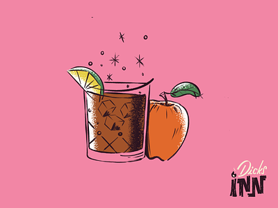 Apple Bourbon Ginger Fizz Illustration art branding cocktail cocktail bar digitalart illustration procreate retro tiki