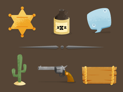 Outlaw Design Blog Elements booze cactus comments illustration rope sheriff star western whiskey wood