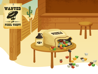 Pixel Theft illustration western