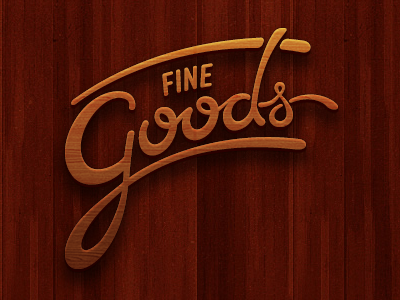 Coming Soon finegoods logo script wood