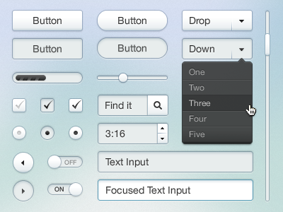 Smooth UI Kit button checkbox dropdown form menu numeric stepper radio slider ui