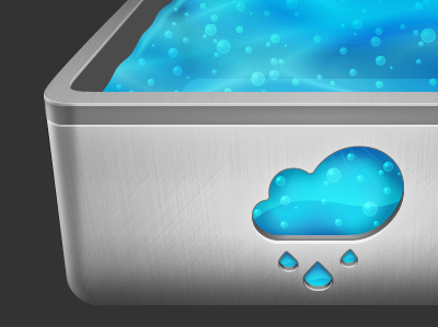 rainboxx.de Logo blue box bubbles cloud metal rainboxx silver water