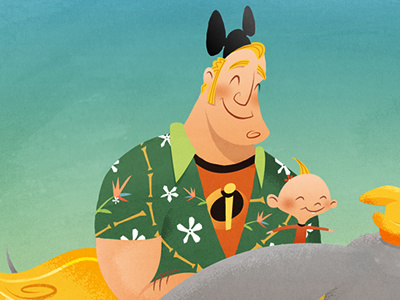 Fatherhood disneyland dumbo illustration jack jack pixar