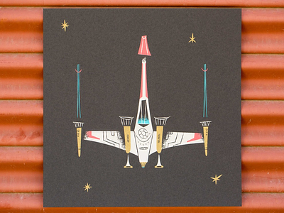 Less than 5 left! X-Wing Fighter Screen Print art illustration millenium falcon print star wars x wing