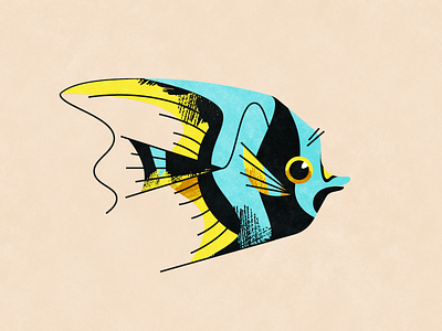 Moorish Idol brushes fish illustration illustrator style