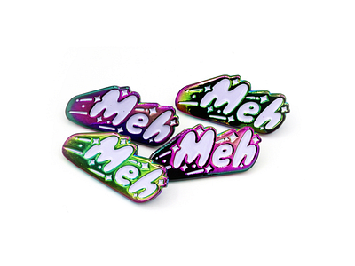 Meh in Anodized Aluminum art enamel pin illustration